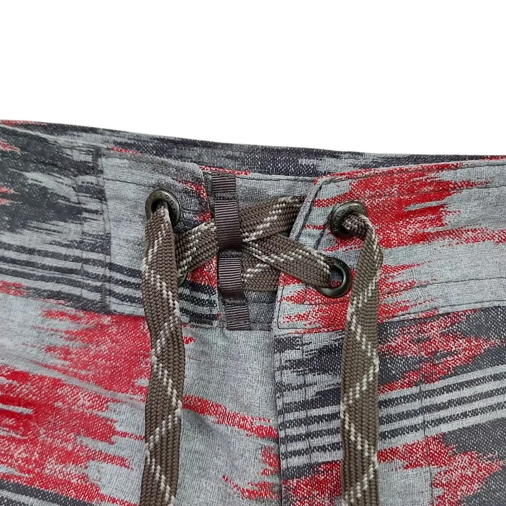 Patagonia Wavefarer Board Shorts Mens 38 Gray Red Ikat Aztec Print Swim Trunks